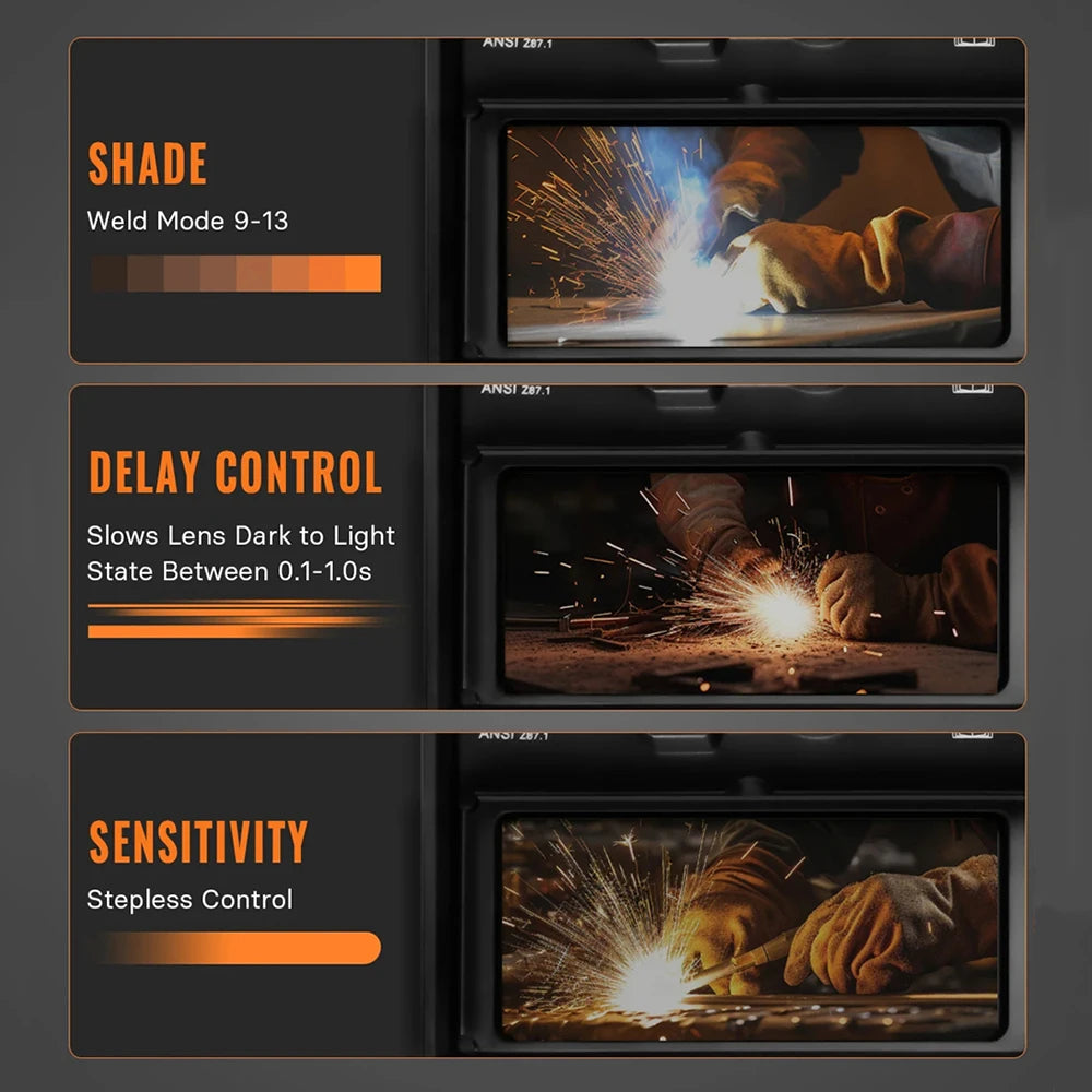 HITBOX Welding Helmet Mask Automatic Dimming for MIG TIG ARC Welder Machine Ture Color Welding Helmet Super Large View Helmet