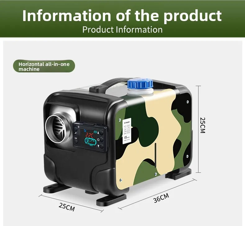Parking Heater 12V/24V Compatible All-in-one Diesel Air Heater Suitable Winter Heating in Trucks  Cars Homes Cabins Boats Etc