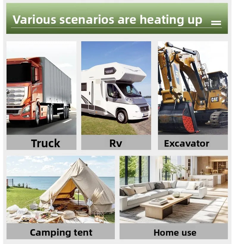 Parking Heater 12V/24V Compatible All-in-one Diesel Air Heater Suitable Winter Heating in Trucks  Cars Homes Cabins Boats Etc