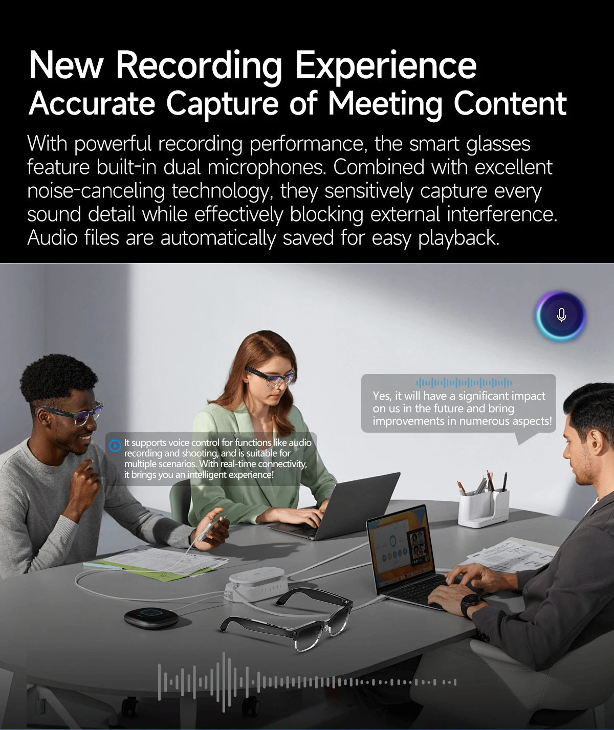 2025 New Intelligent AI Glasses 800W Pixel Camera HD 4K Video Recording AI Translation Music Control Intelligent Wearable Device