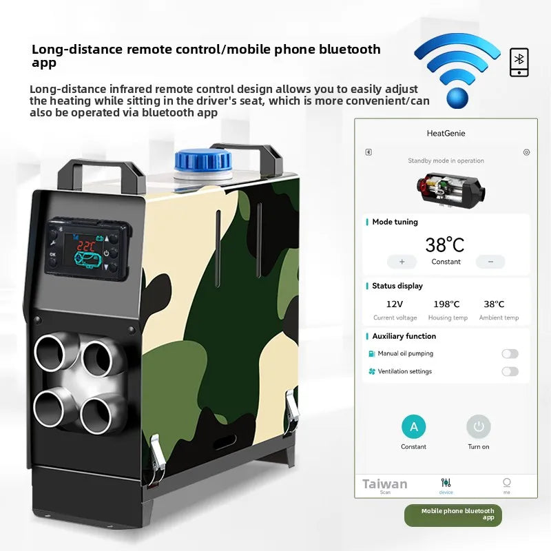 Parking Heater 12V/24V Compatible All-in-one Diesel Air Heater Suitable Winter Heating in Trucks  Cars Homes Cabins Boats Etc