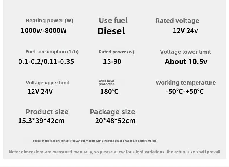Parking Heater 12V/24V Compatible All-in-one Diesel Air Heater Suitable Winter Heating in Trucks  Cars Homes Cabins Boats Etc