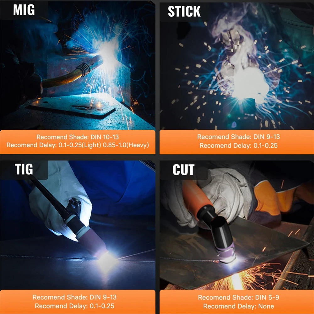 HITBOX Welding Helmet Mask Automatic Dimming for MIG TIG ARC Welder Machine Ture Color Welding Helmet Super Large View Helmet