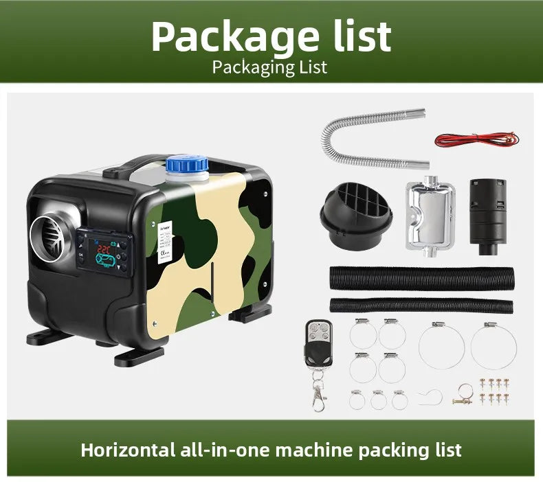 Parking Heater 12V/24V Compatible All-in-one Diesel Air Heater Suitable Winter Heating in Trucks  Cars Homes Cabins Boats Etc