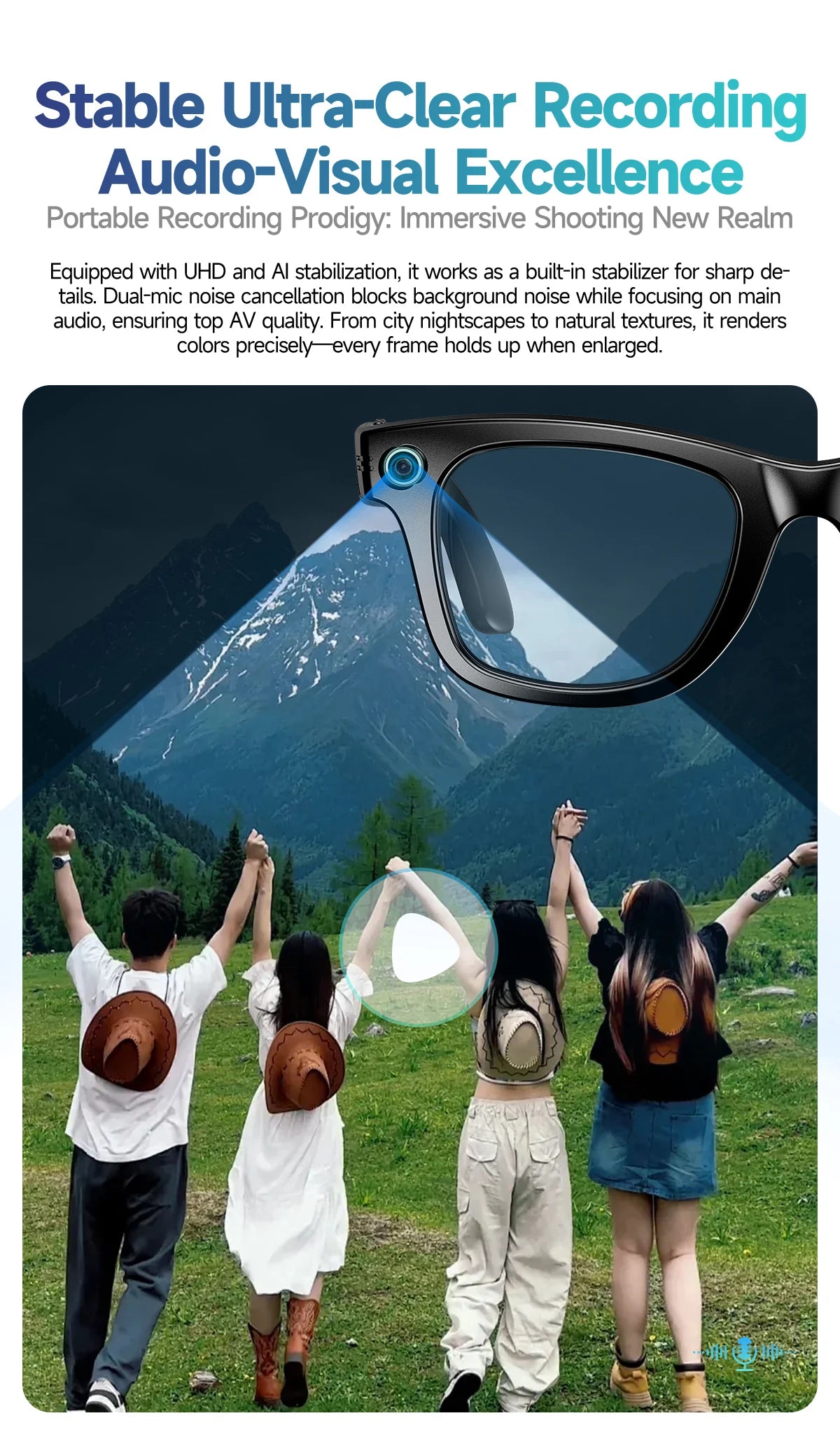 Smart AI Translation Smart Glasses Take Photos Recognizing Objects 4K Camera Bluetooth Music Call Intelligent Recording Glasses