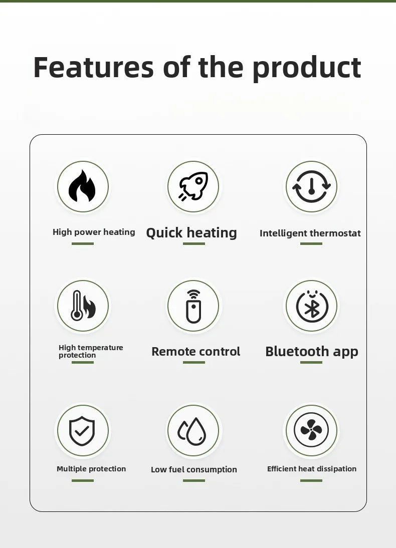 Parking Heater 12V/24V Compatible All-in-one Diesel Air Heater Suitable Winter Heating in Trucks  Cars Homes Cabins Boats Etc