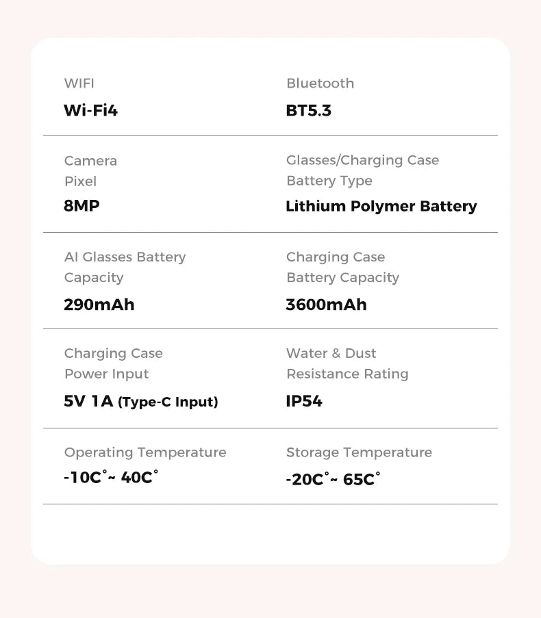 2025 New Intelligent AI Glasses 800W Pixel Camera HD 6K Video Recording AI Translation Music Control Intelligent Wearable Device