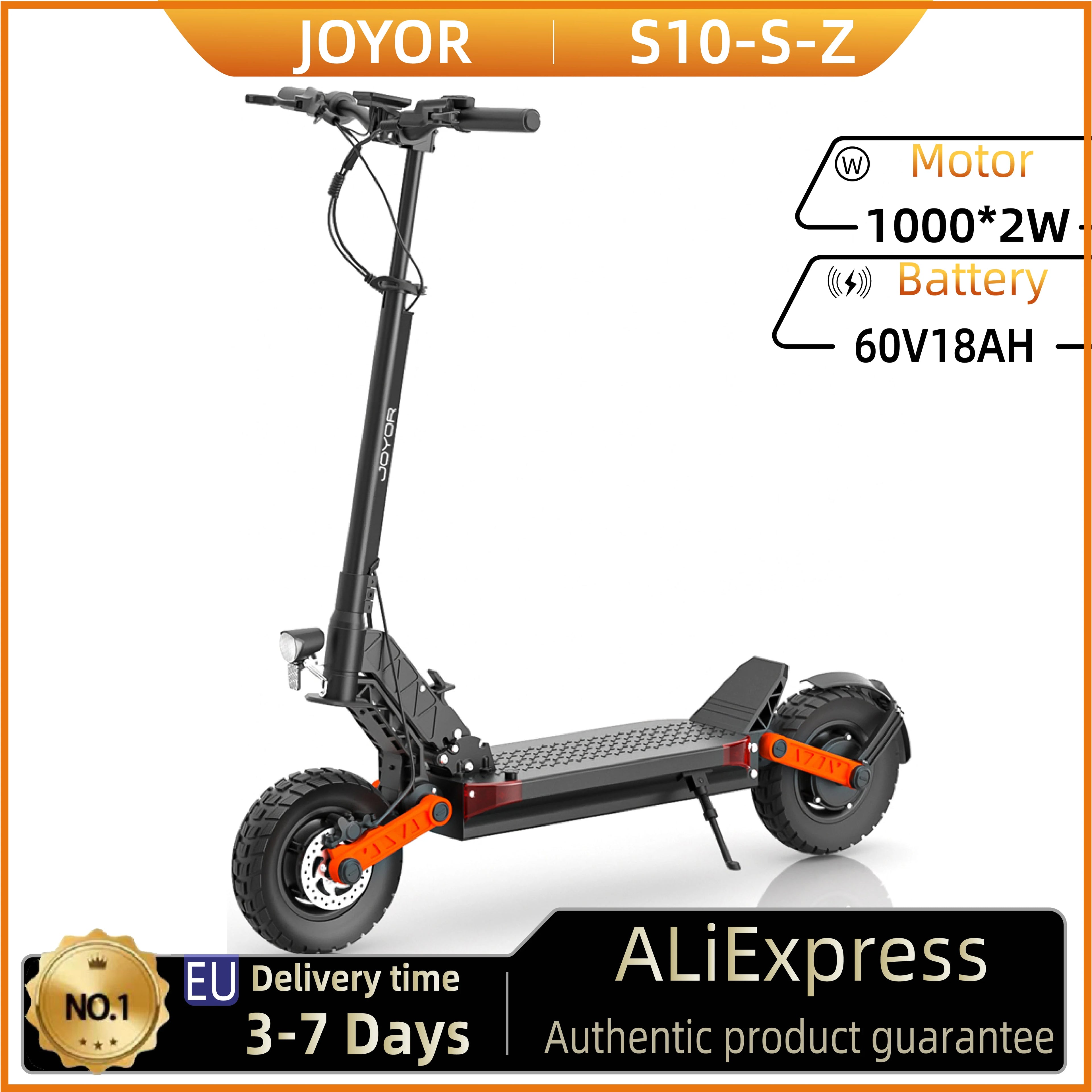 JOYOR S10-S-Z Electric Scooter 60V 18Ah Battery, Dual 1000W Motor ,10” Tire Adult Escooter,65km/h Max Speed 70-85km Range Black