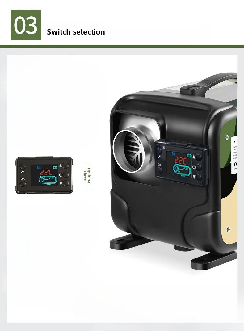 Parking Heater 12V/24V Compatible All-in-one Diesel Air Heater Suitable Winter Heating in Trucks  Cars Homes Cabins Boats Etc